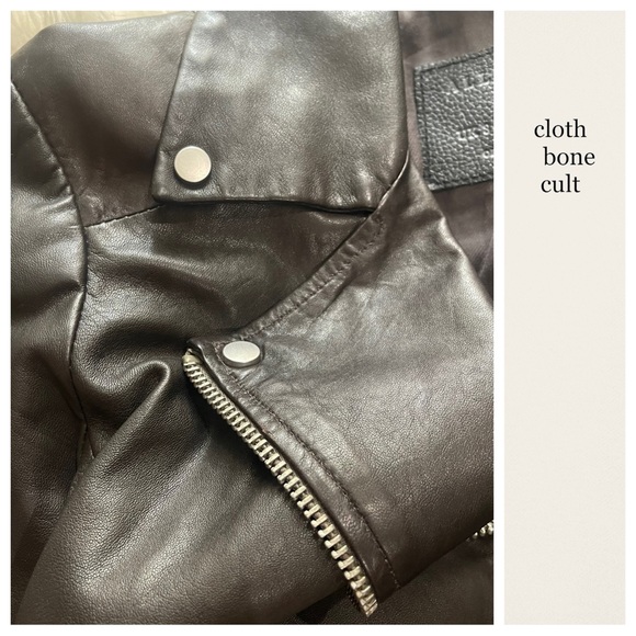 ALL SAINTS Dark Gray/Black Soft Leather Biker Jacket - Picture 3 of 14